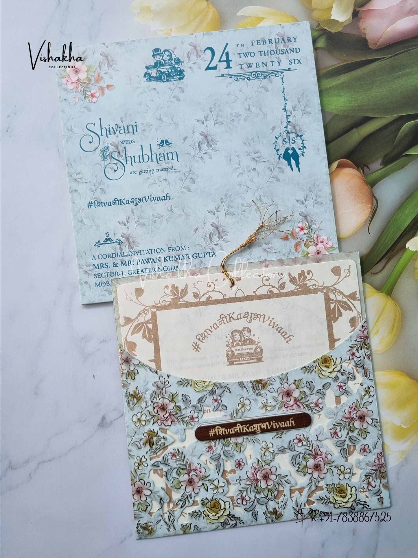 Semi Box Hindu Muslim Christian Sikh Vellum Paper invitation Cards ATS-5263