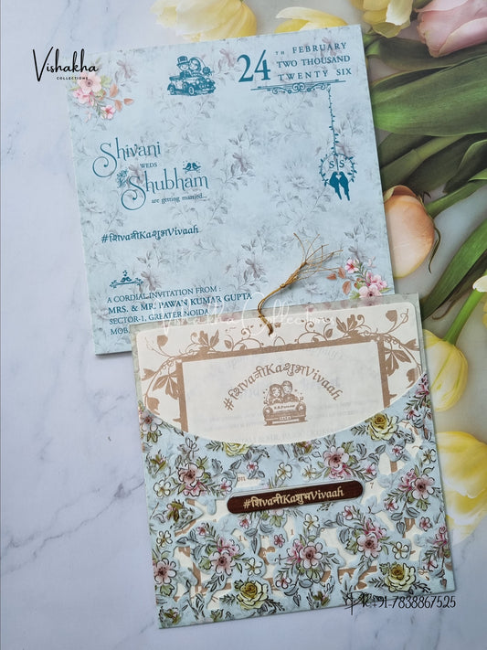 Semi Box Hindu Muslim Christian Sikh Vellum Paper invitation Cards ATS-5263
