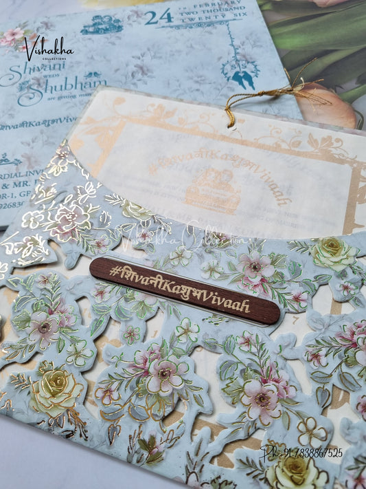 Semi Box Hindu Muslim Christian Sikh Vellum Paper invitation Cards ATS-5263