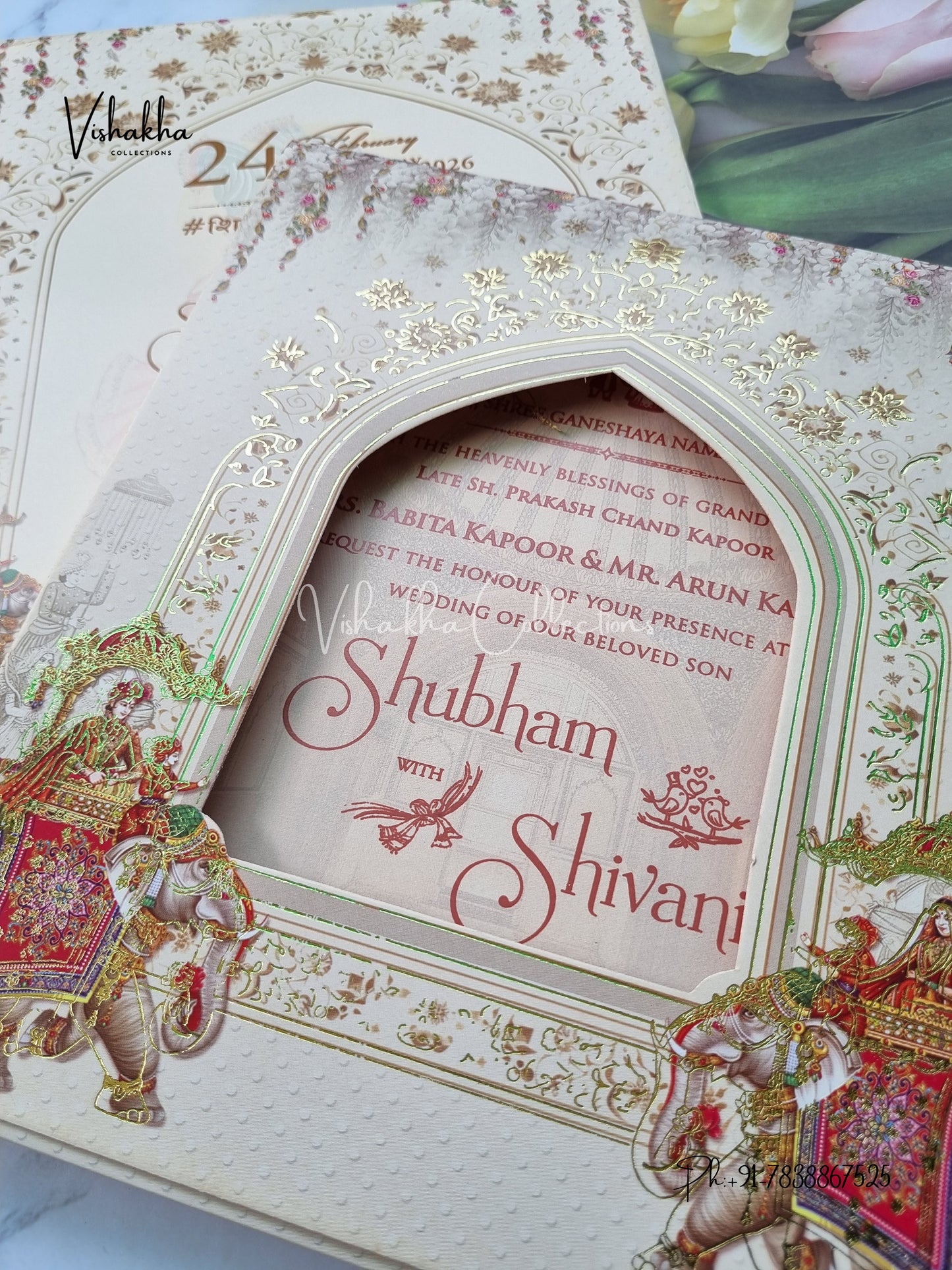 Semi Box Hathi Dulah Dulhan Hindu Sikh invitation Cards ATS-5264