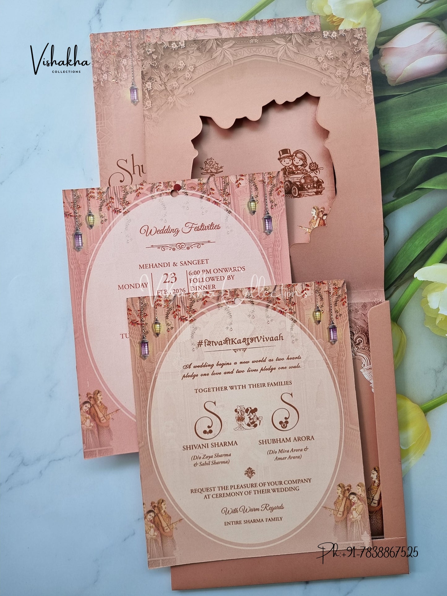 Barat Semi Box Hindu Sikh invitation Cards ATS-5265