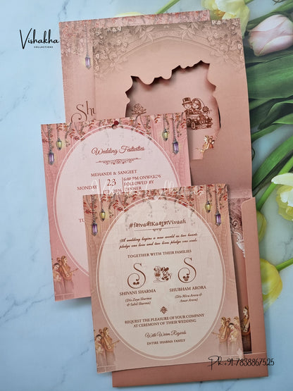 Barat Semi Box Hindu Sikh invitation Cards ATS-5265