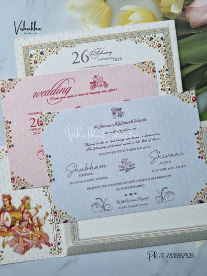 Semi Box Hathi Dulah Dulhan Hindu Sikh invitation Cards ATS-5273