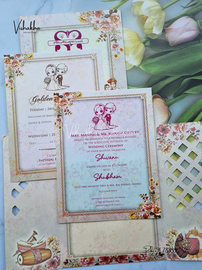 Dulah Dulhan Double Door Hindu Sikh invitation Cards ATS-9120