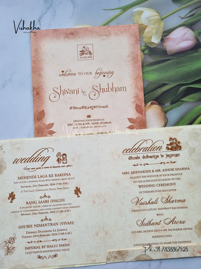 Ganesh Ji Flower Hindu Sikh invitation Cards ATS-9205