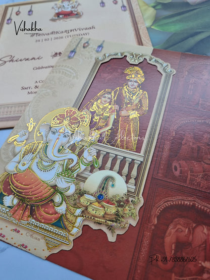 Ganesh Ji Dulah Dulhan Hindu Sikh invitation Cards ATS-9212
