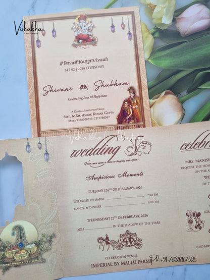 Ganesh Ji Dulah Dulhan Hindu Sikh invitation Cards ATS-9212