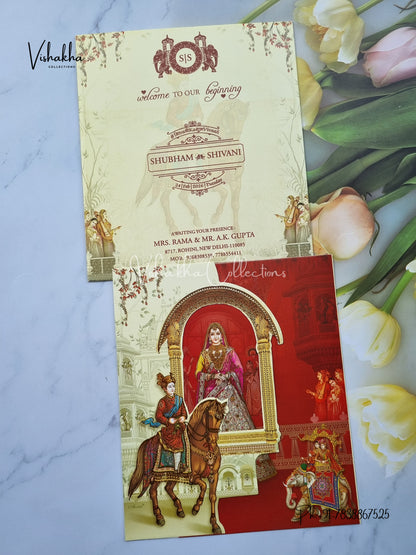 Hathi Dulah Dulhan Hindu Sikh invitation Cards ATS-9214