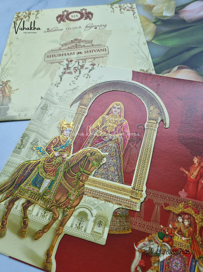 Hathi Dulah Dulhan Hindu Sikh invitation Cards ATS-9214