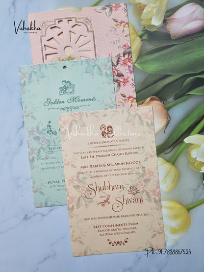 Flower Hindu Muslim Christian Sikh invitation Cards ATS-9218
