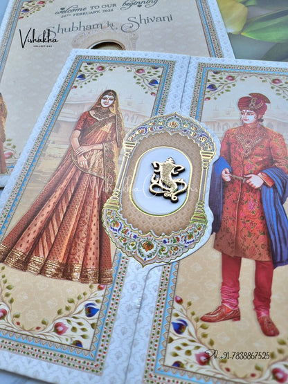 Dulah Dulhan Double Door Hindu Sikh invitation Cards ATS-9223