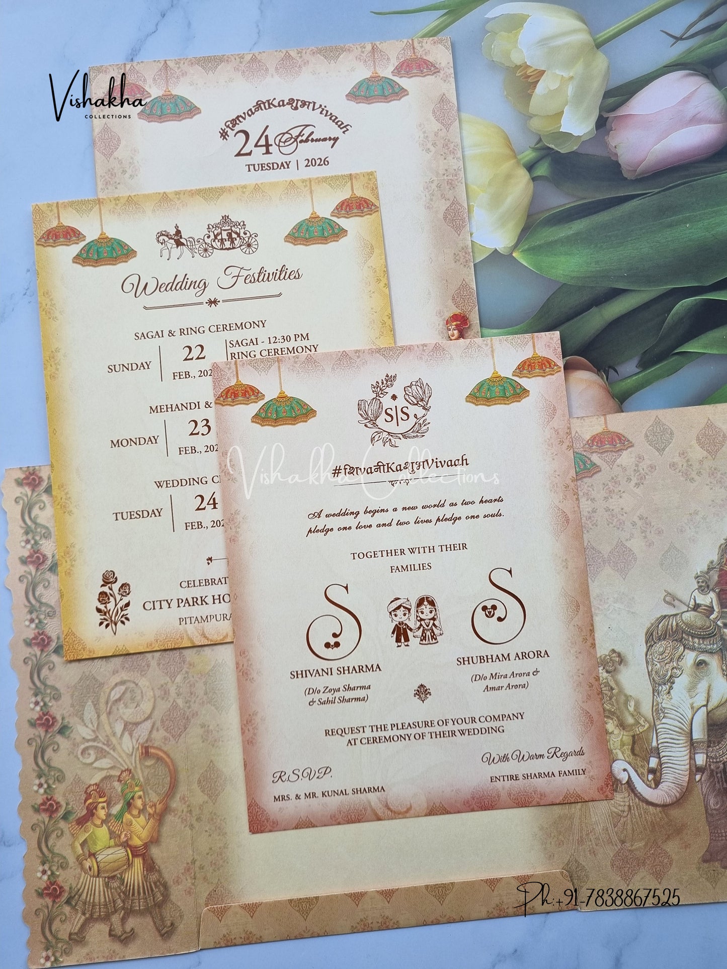 Dulah Dulhan Hindu Sikh invitation Cards ATS-9228