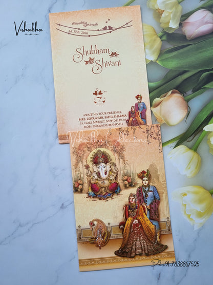 Ganesh Ji Dulah Dulhan Hindu Sikh invitation Cards ATS-9233