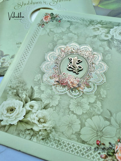 Flower Hindu Muslim Christian Sikh invitation Cards ATS-9240