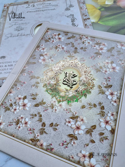 Flower Hindu Muslim Christian Sikh invitation Cards ATS-9262