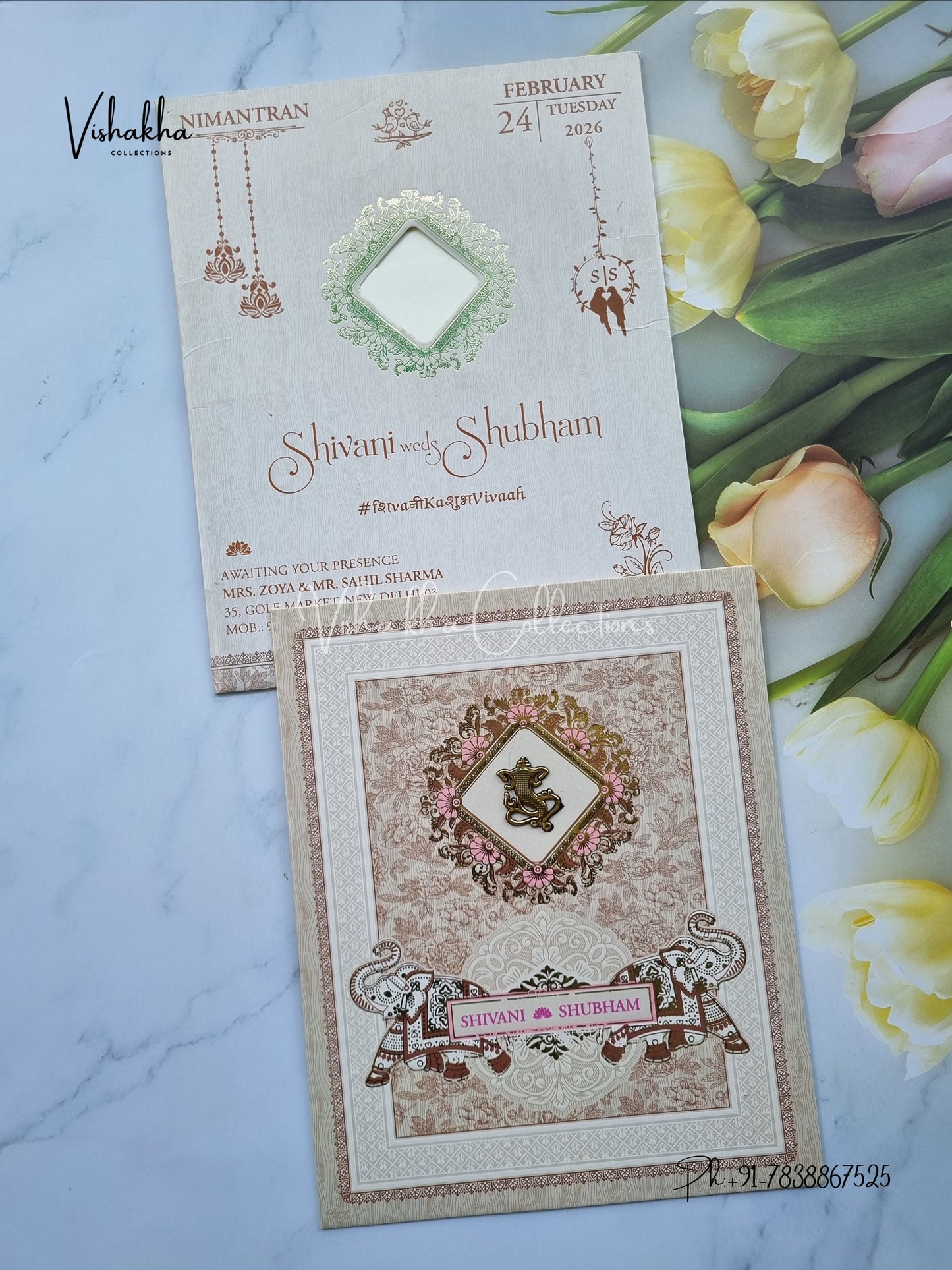 Hathi Hindu Sikh invitation Cards ATS-9268
