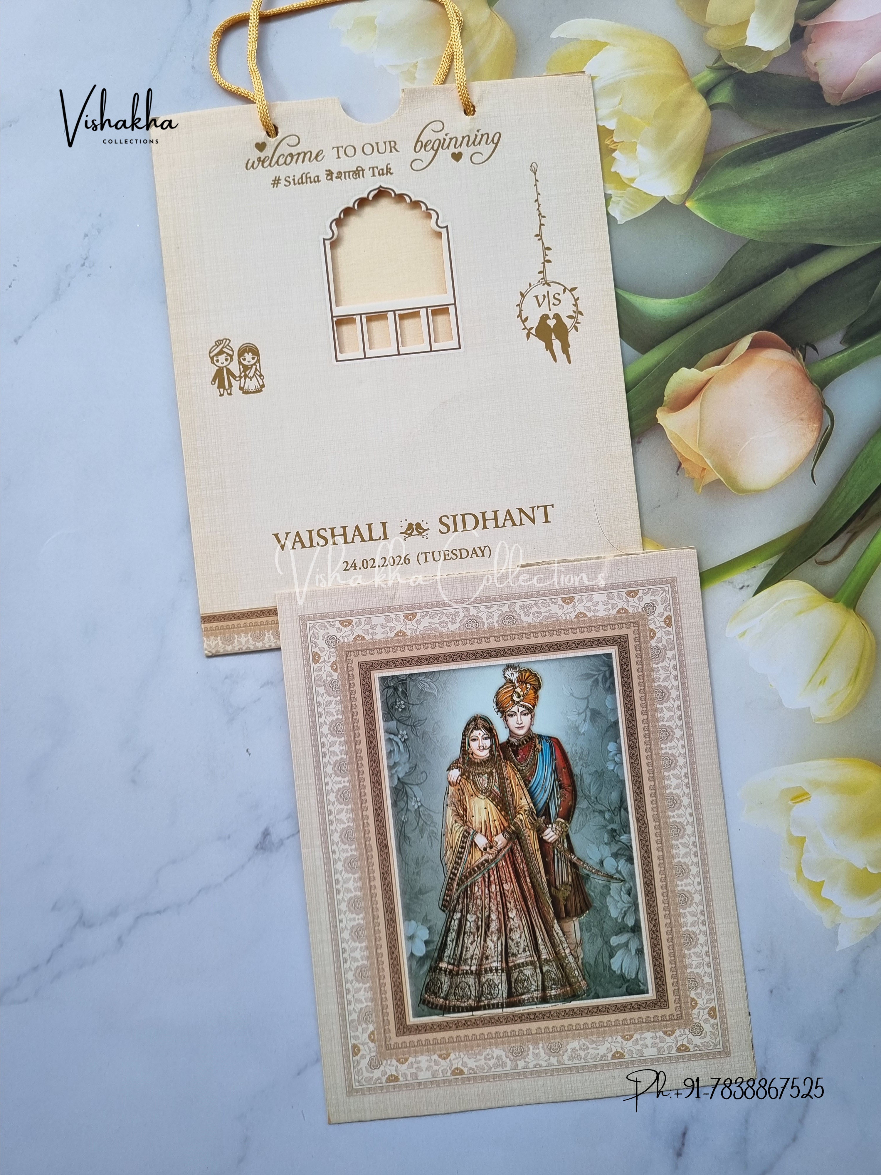 Floral Carry Bag Invitation Card