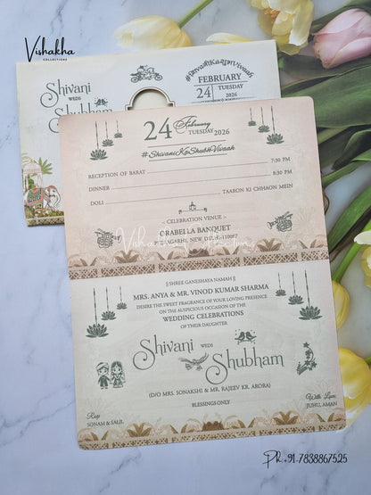 Hathi Dulah Dulhan Hindu Sikh invitation Cards ATS-9279