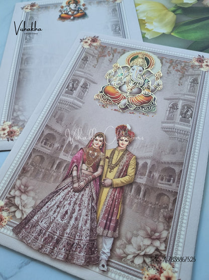Ganesh Ji Dulah Dulhan Hindu Sikh invitation Cards ATS-9282