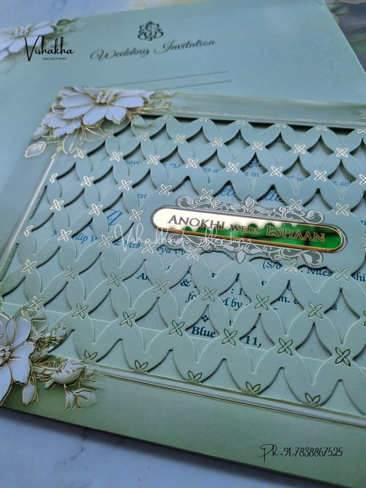 Flower Hindu Muslim Christian Sikh Colored invitation Cards CC-3680