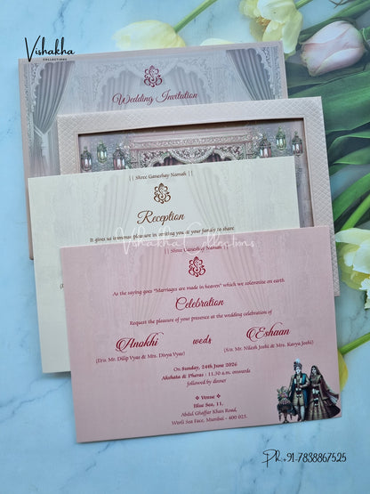 Dulah Dulhan Hindu Sikh Padded Colored invitation Cards CC-3687