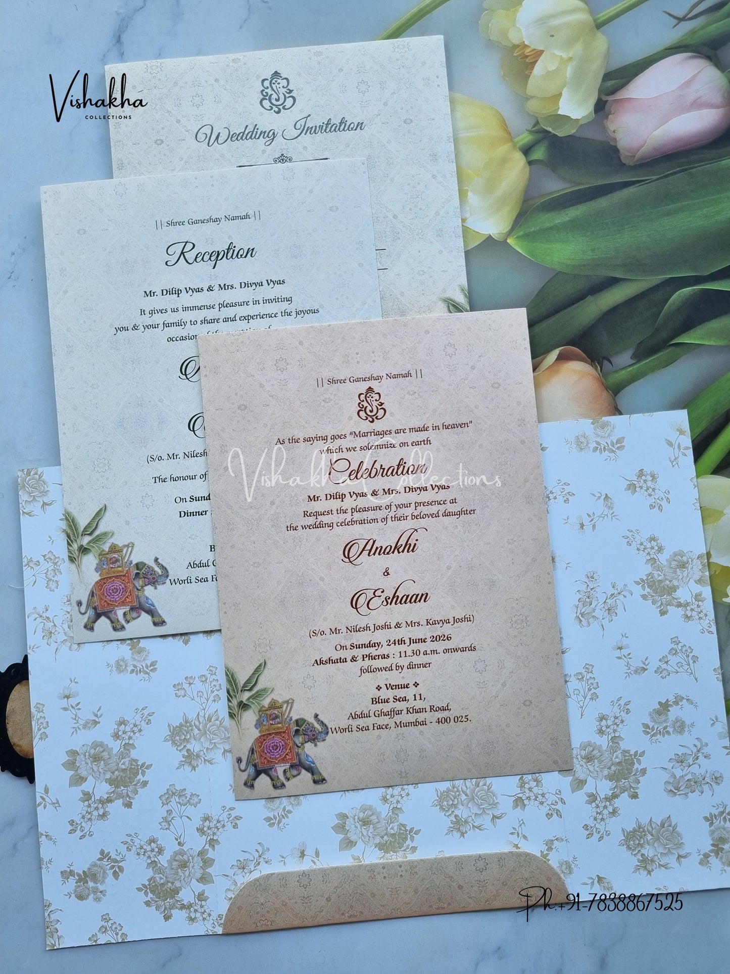 Dulah Dulhan Double Door Hindu Sikh Colored invitation Cards CC-3690