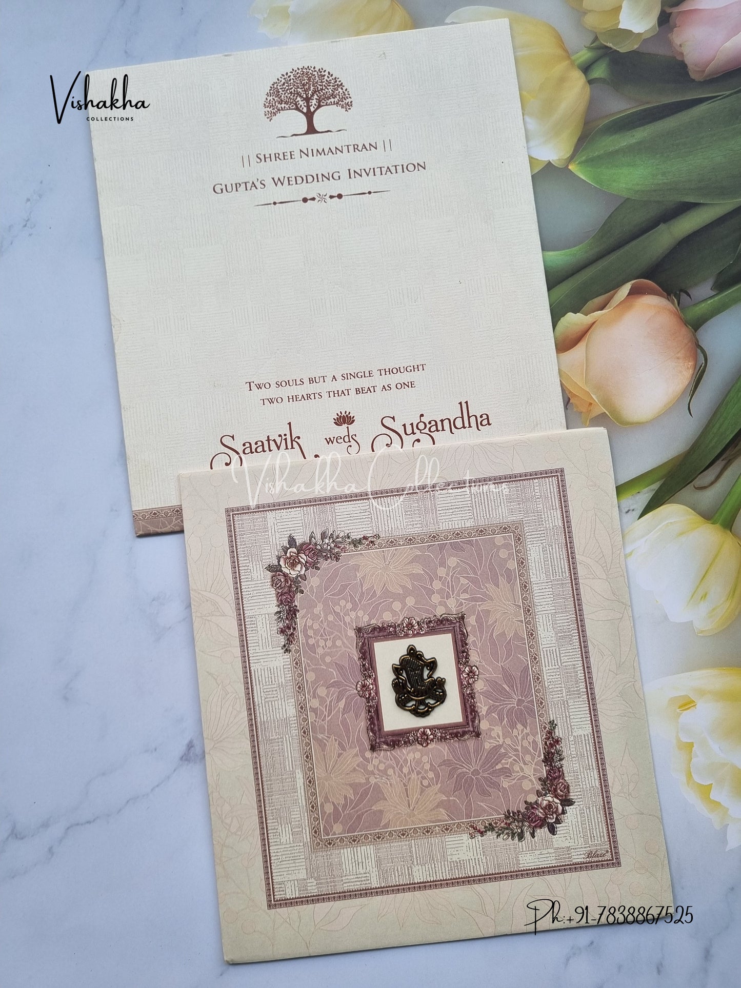 Flower Hindu Muslim Christian Sikh invitation Cards CR-5018