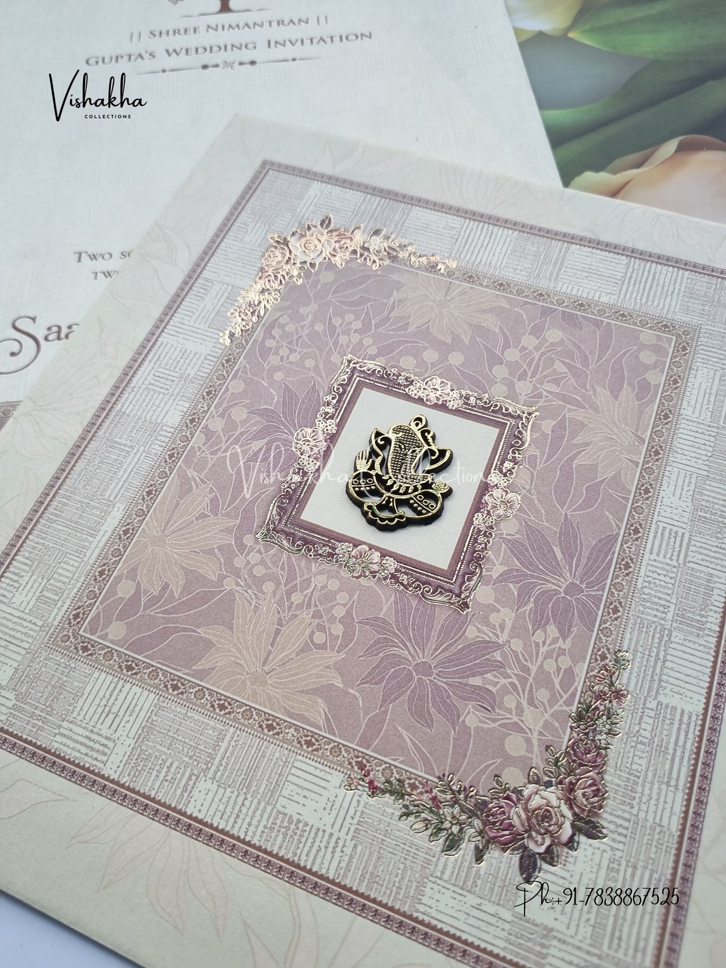 Flower Hindu Muslim Christian Sikh invitation Cards CR-5018