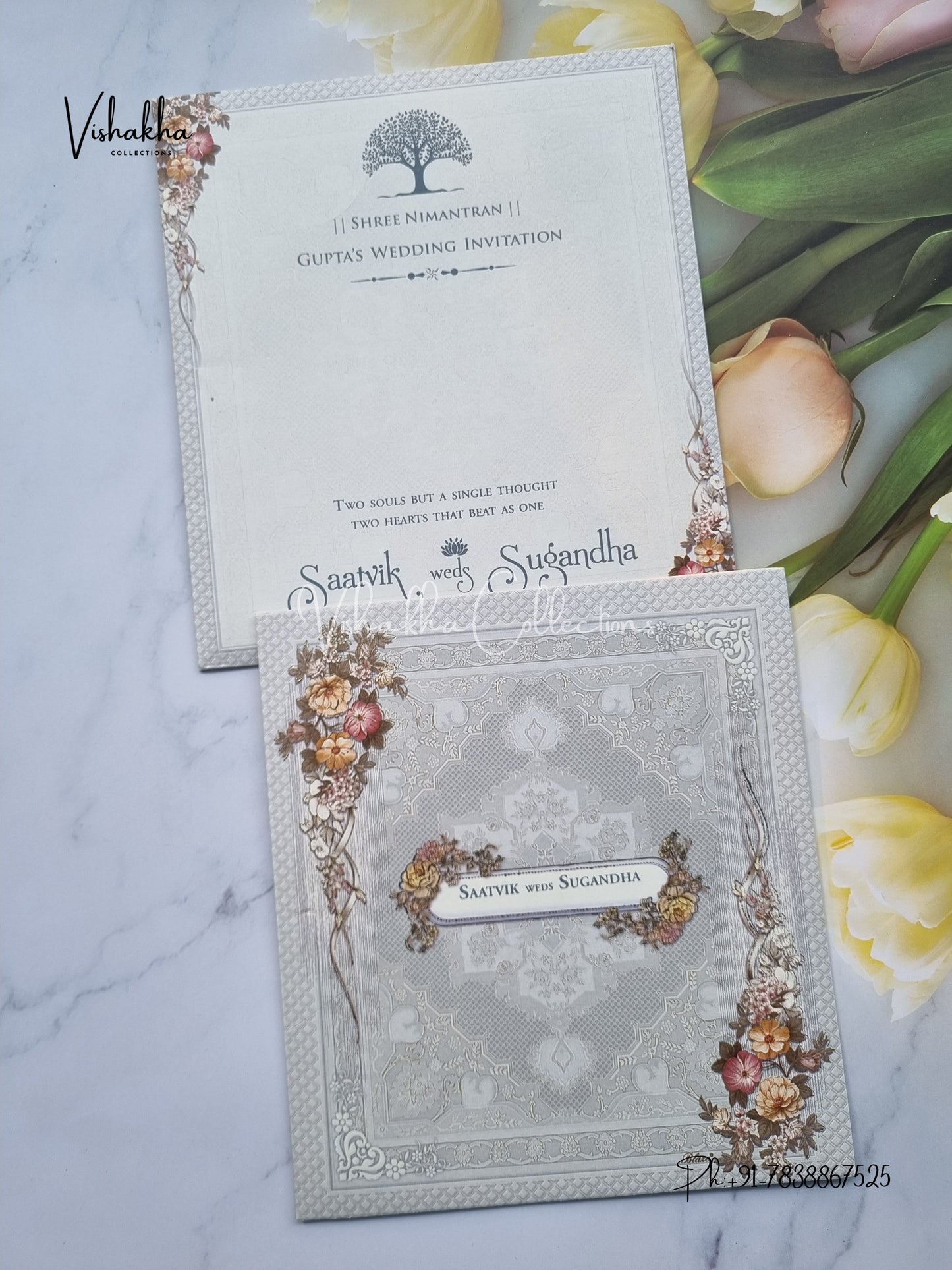 Flower Hindu Muslim Christian Sikh invitation Cards CR-5020