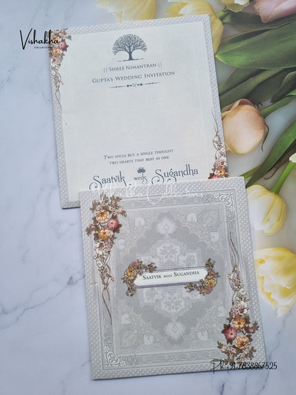 Flower Hindu Muslim Christian Sikh invitation Cards CR-5020