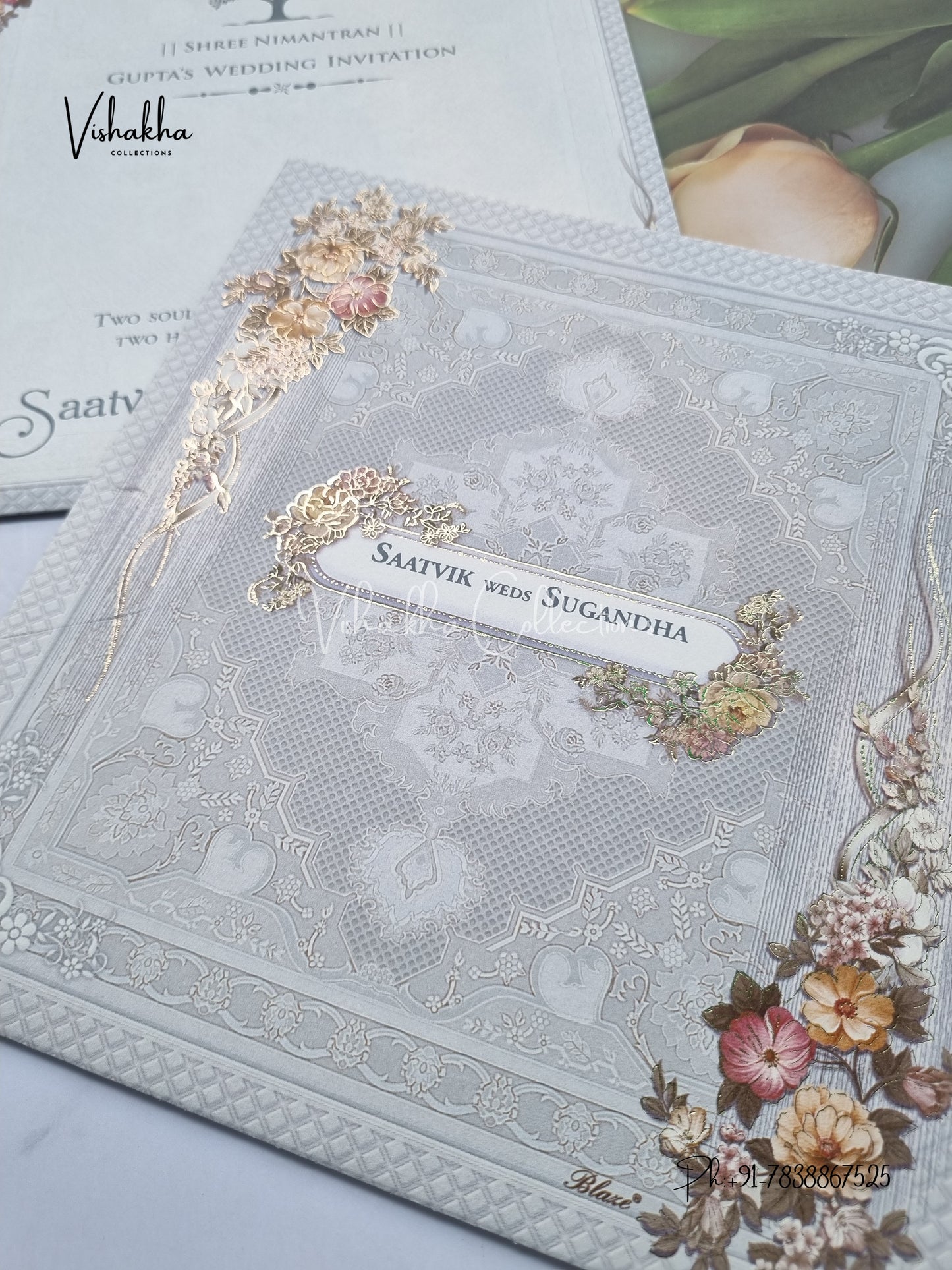 Flower Hindu Muslim Christian Sikh invitation Cards CR-5020