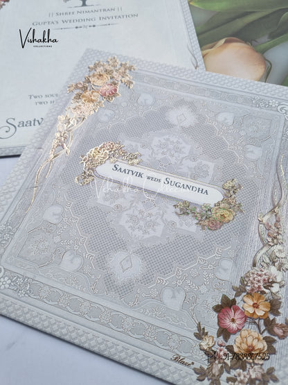 Flower Hindu Muslim Christian Sikh invitation Cards CR-5020