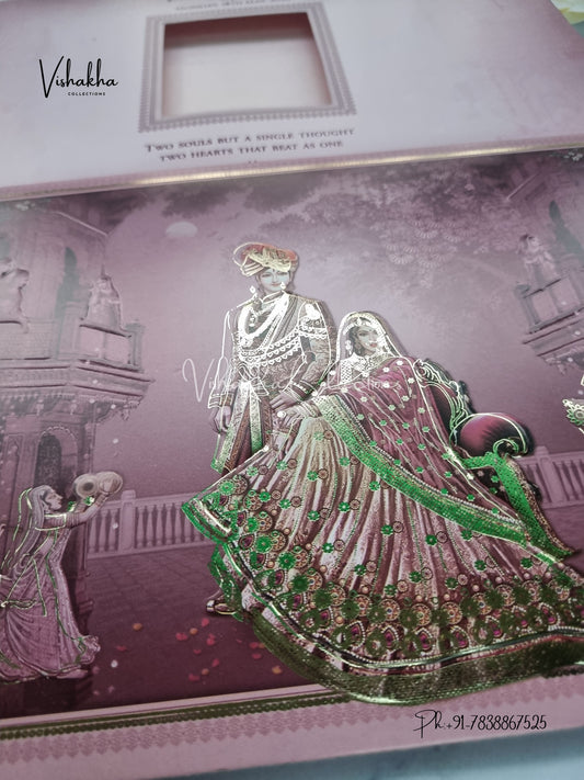 Barat Semi Box Dulah Dulhan Hindu Sikh invitation Cards CR-5042