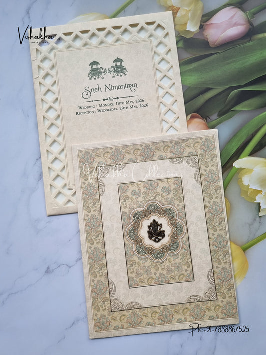 Flower Hindu Muslim Christian Sikh invitation Cards CR-5047