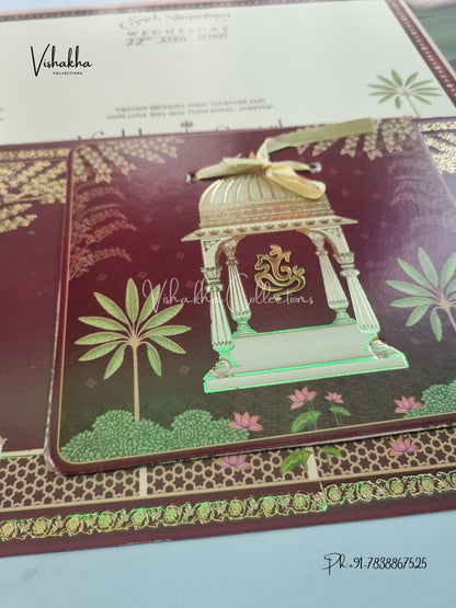 Semi Box Flower Hindu Sikh invitation Cards CR-5071