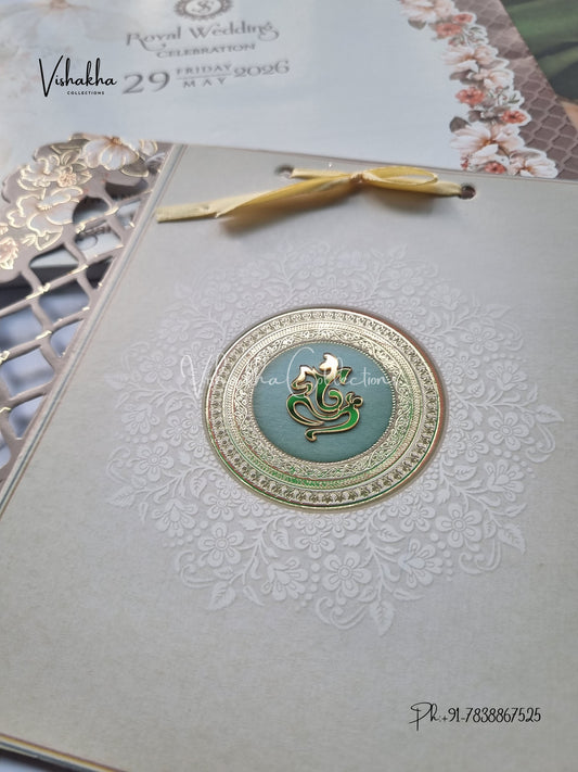 Semi Box Flower Hindu Muslim Christian Sikh invitation Cards CR-5072