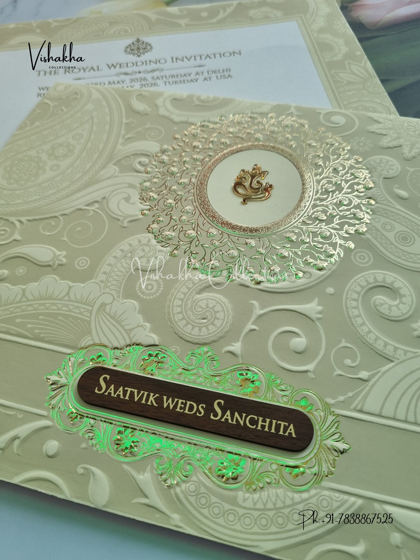 Semi Box Ganesh Ji Hindu Sikh invitation Cards CR-520C