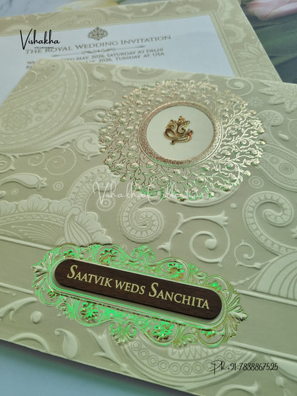 Semi Box Ganesh Ji Hindu Sikh invitation Cards CR-520C