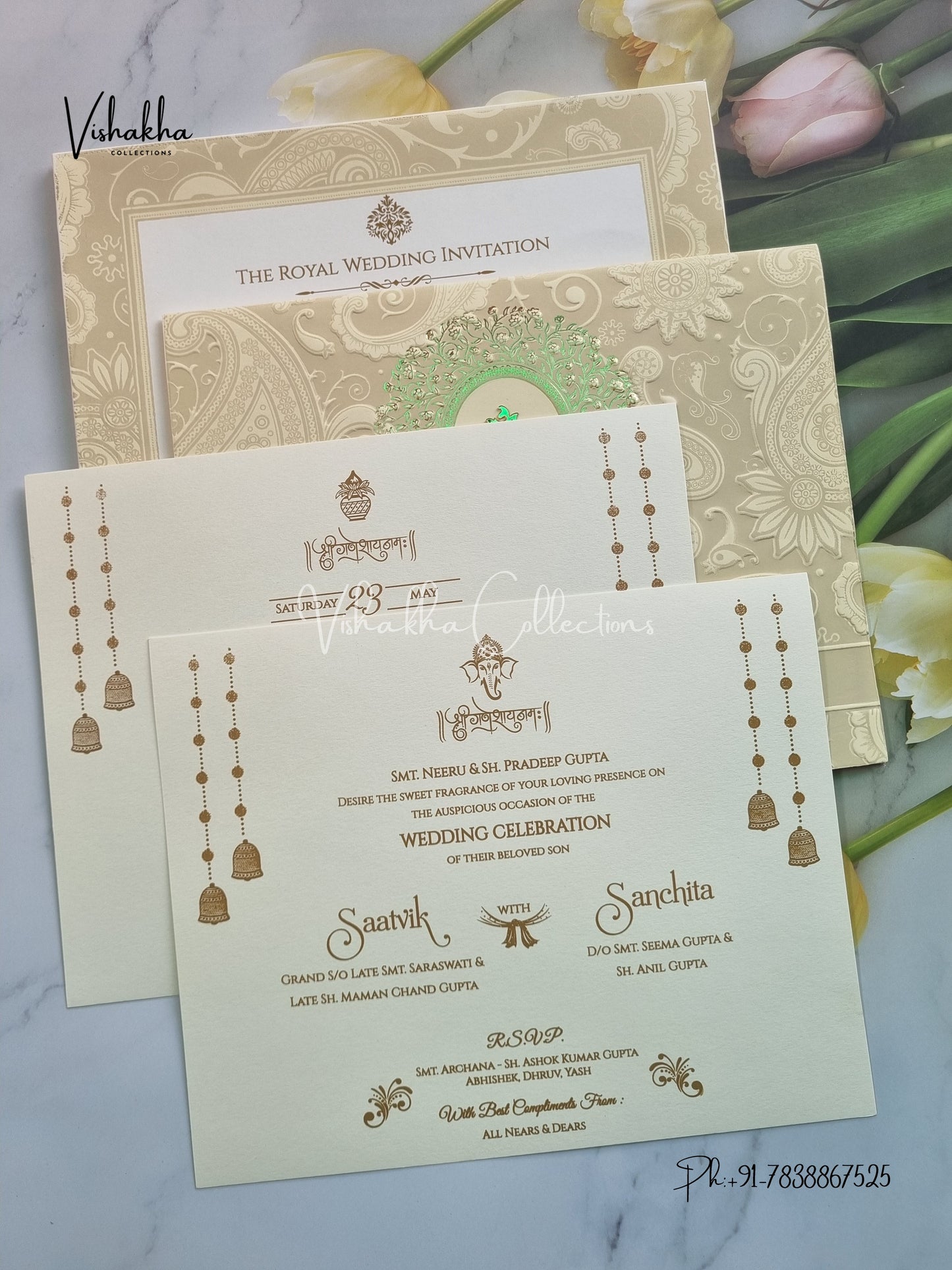 Semi Box Ganesh Ji Hindu Sikh invitation Cards CR-520C