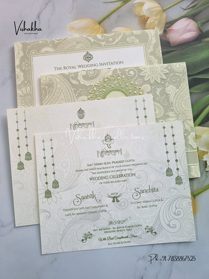 Semi Box Ganesh Ji Hindu Sikh invitation Cards CR-520G