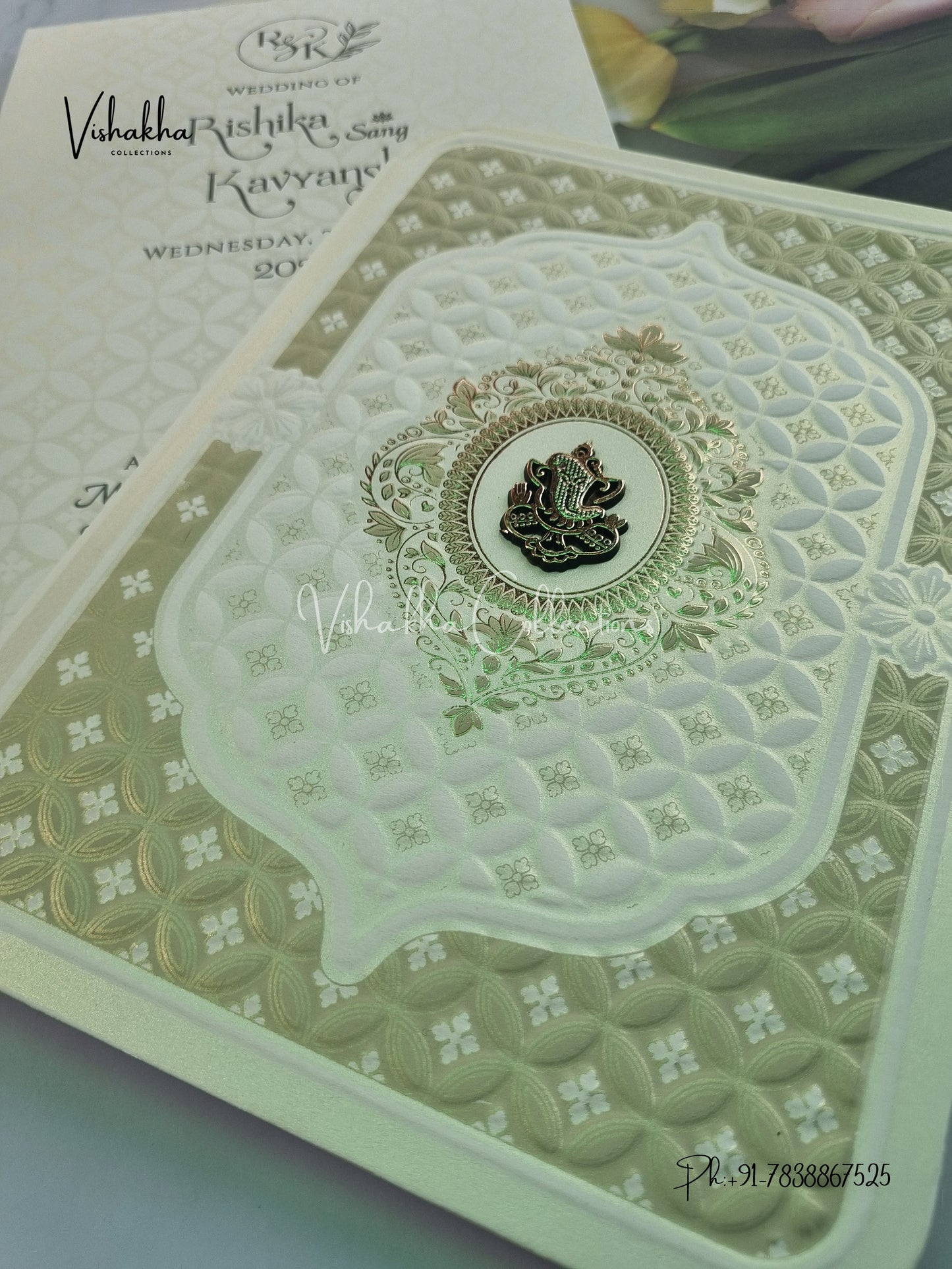 Semi Box Ganesh Ji Hindu Sikh invitation Cards CR-531