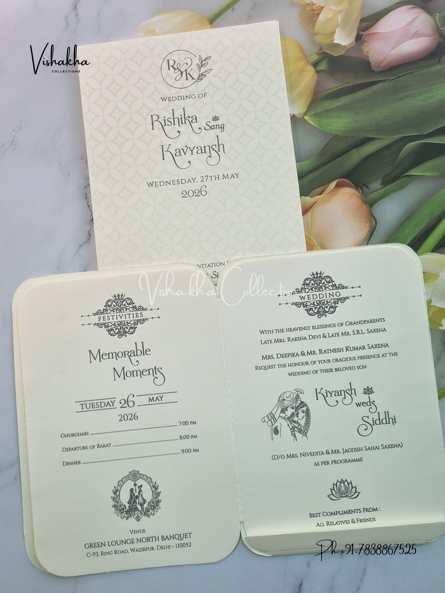 Semi Box Ganesh Ji Hindu Sikh invitation Cards CR-531