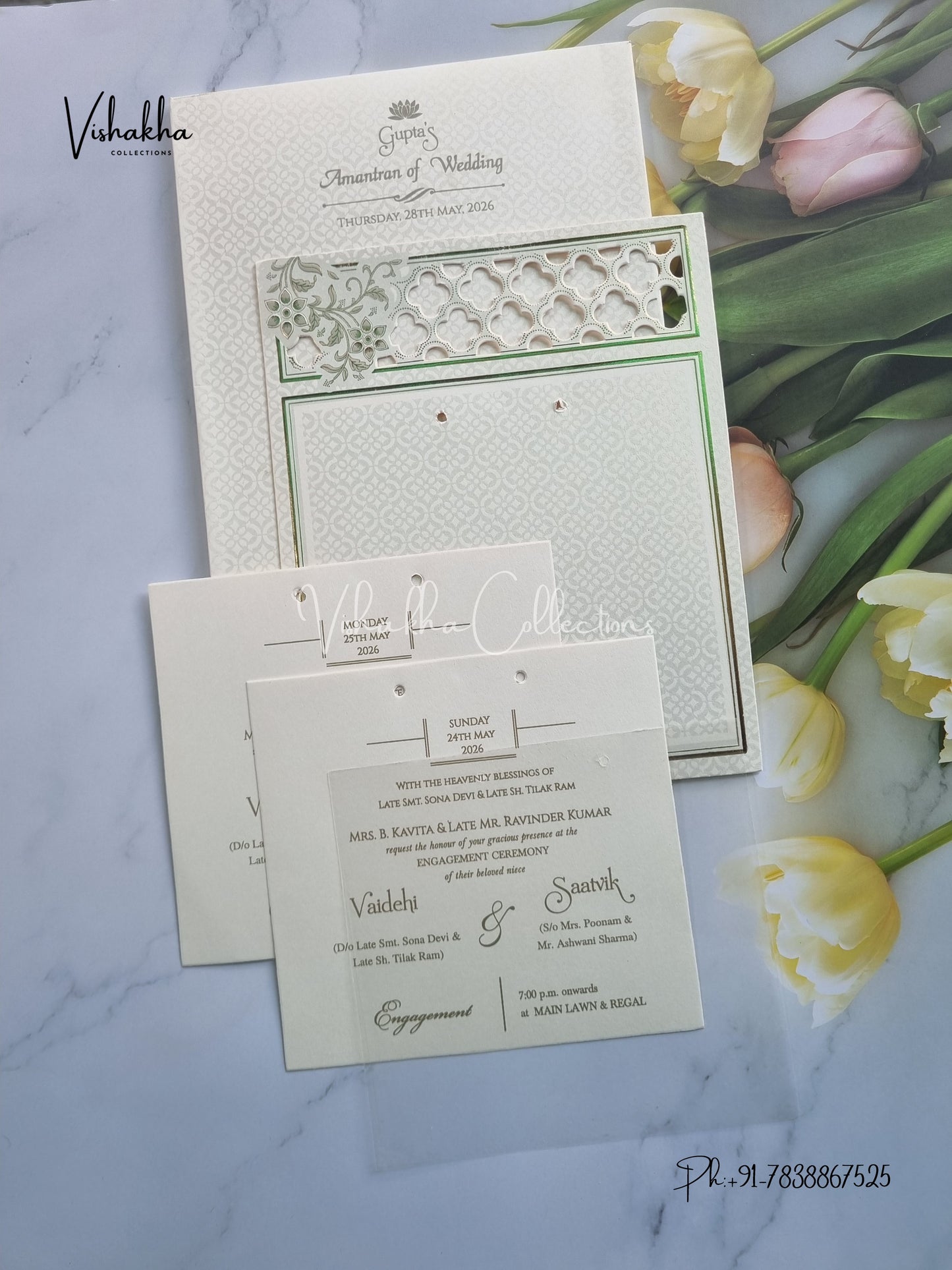 Semi Box Hindu Muslim Christian Sikh invitation Cards CR-547