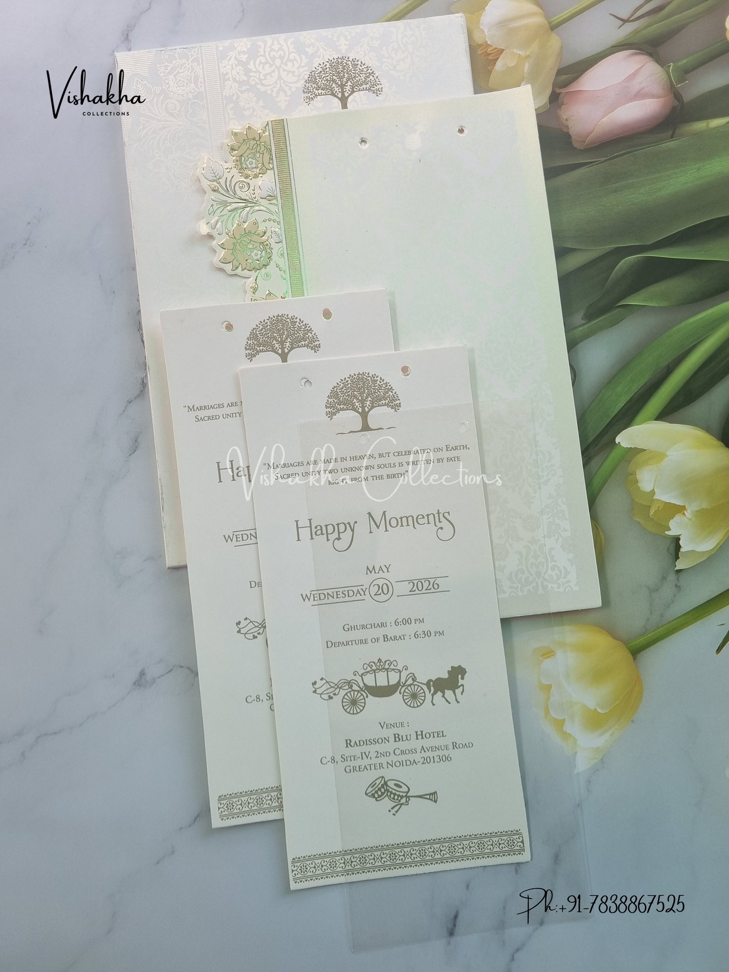 Semi Box Hindu Muslim Christian Sikh invitation Cards CR-551