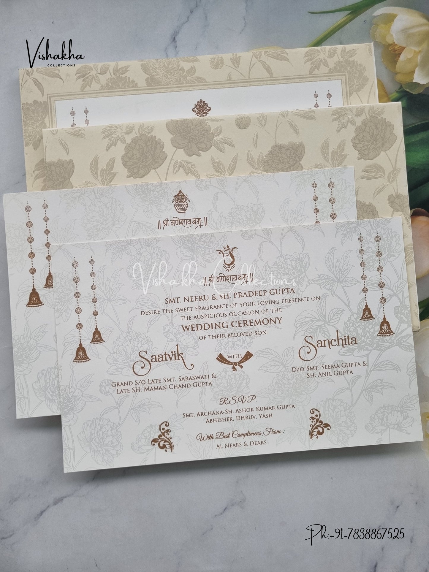 Hindu Muslim Christian Sikh Padded invitation Cards CR-552