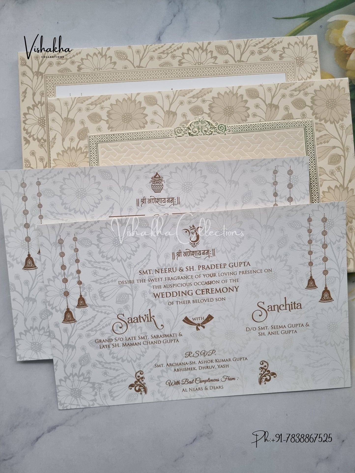 Hindu Muslim Christian Sikh Padded invitation Cards CR-553
