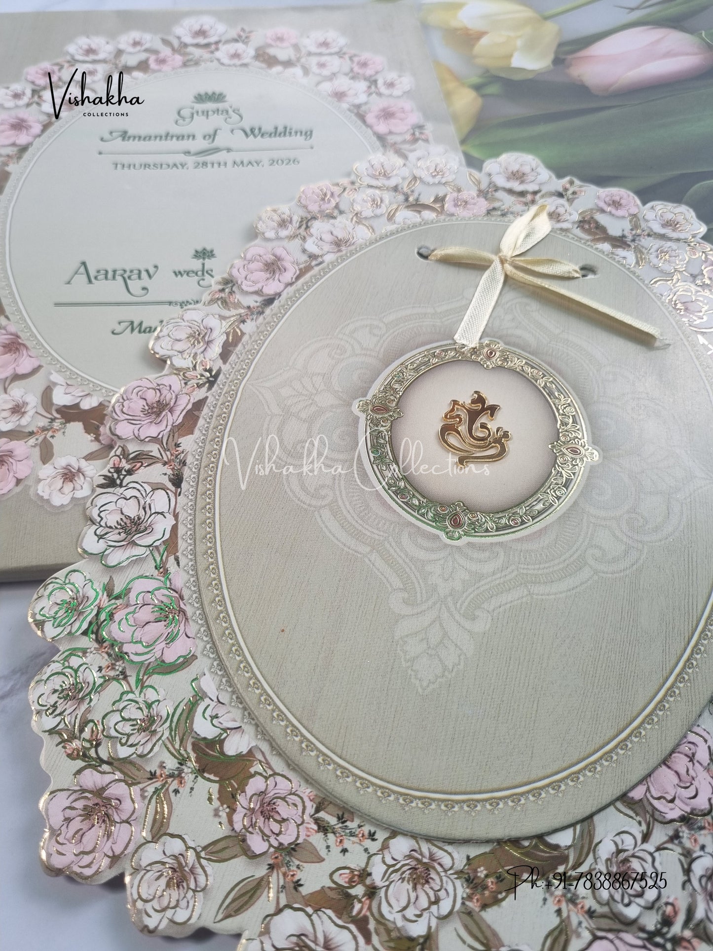 Semi Box Ganesh Ji Hindu Sikh invitation Cards CR-6002