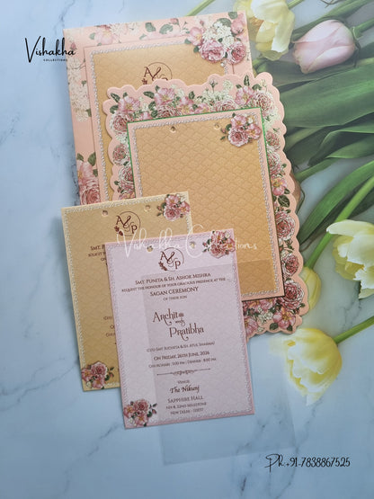 Semi Box Flower Hindu Muslim Christian Sikh invitation Cards CR-6025
