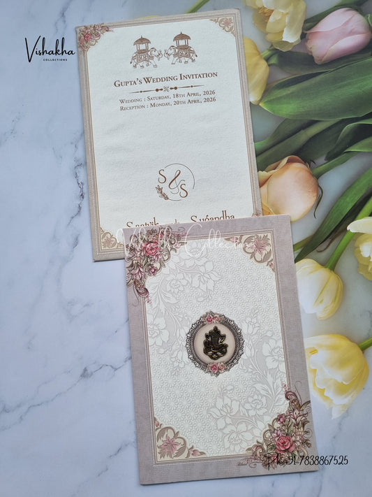 Flower Hindu Muslim Christian Sikh invitation Cards CR-7001