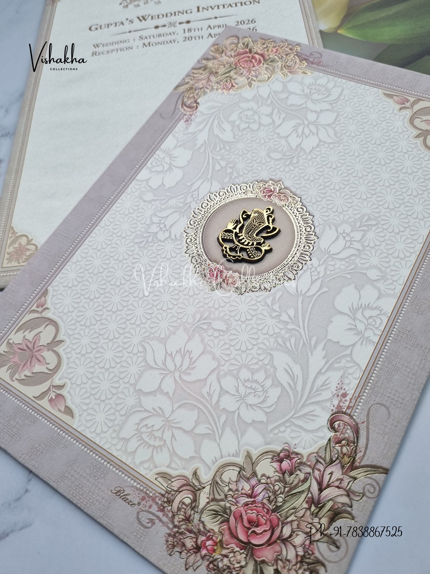 Flower Hindu Muslim Christian Sikh invitation Cards CR-7001